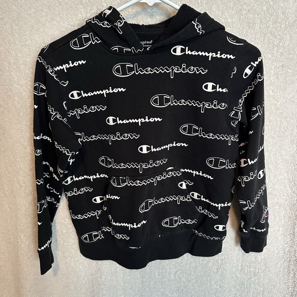 Champion Other - Champion Youth Medium Sweatshirt All Over Print‎ Black White Logo Long Sleeve